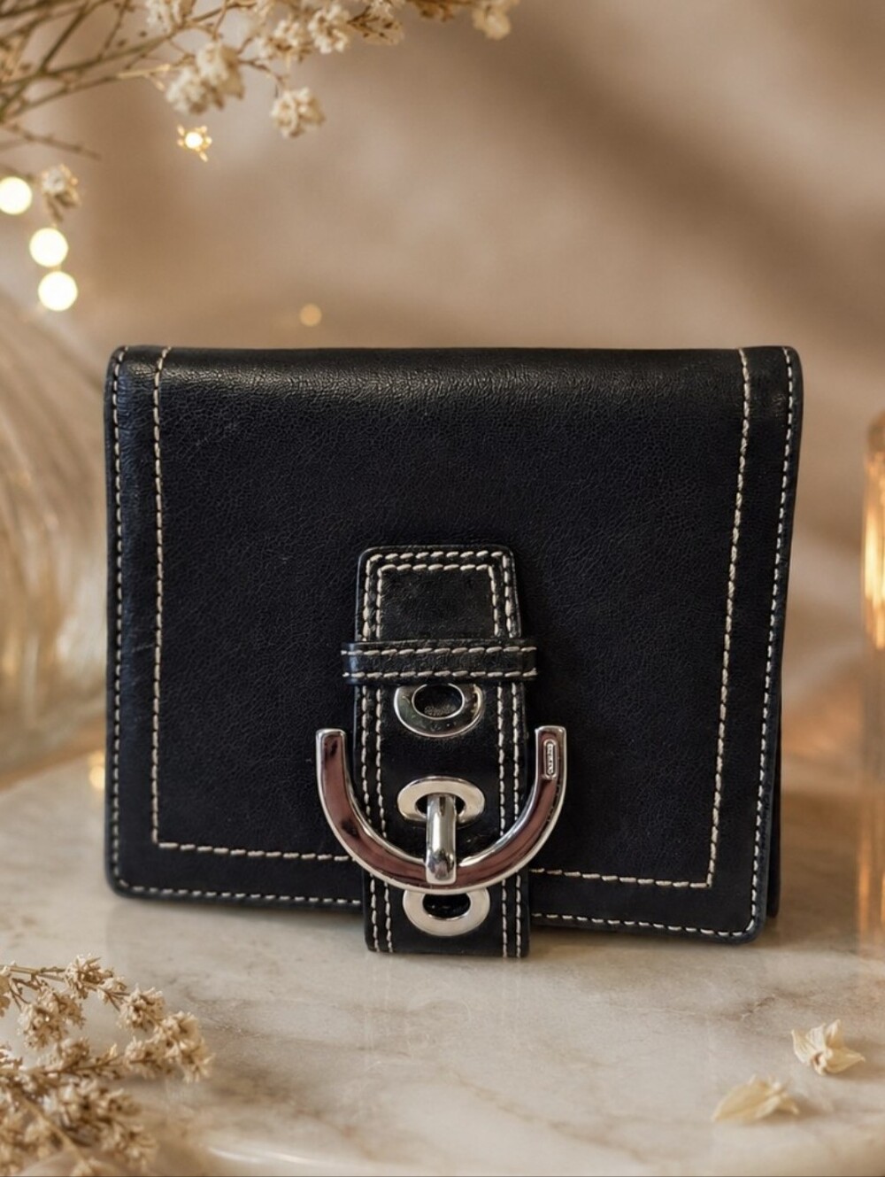 Vintage Coach Soho Buckle Wallet Bifold Black Leather Authentic 90’s Y2K